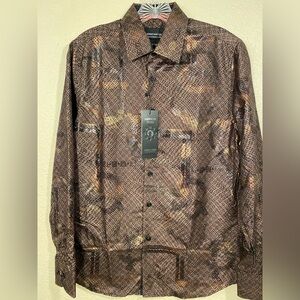 New American Breed Men’s Gold Dress Shirt Luxury Button-down